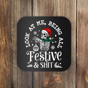 Look At Me Being All Festive And Shit Funny Christmas Tree  Coaster