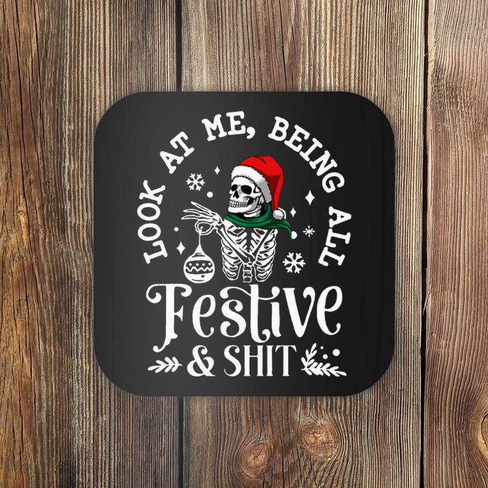 Look At Me Being All Festive And Shit Funny Christmas Tree  Coaster