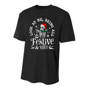 Look At Me Being All Festive And Shit Funny Christmas Tree  Youth Performance Sprint T-Shirt