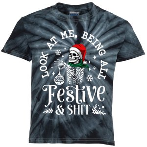 Look At Me Being All Festive And Shit Funny Christmas Tree  Kids Tie-Dye T-Shirt