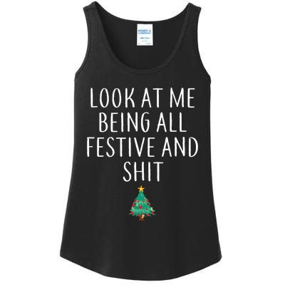 Look At Me Being All Festive And Shits Humorous Xmas Ladies Essential Tank