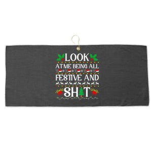 Look At Me Being All Festive And Shit Humorous Christmas  Large Microfiber Waffle Golf Towel