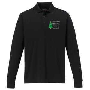 Look At Me Being All Festive And Shit Funny Xmas Christmas Performance Long Sleeve Polo