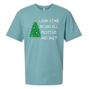 Look At Me Being All Festive And Shit Funny Xmas Christmas Sueded Cloud Jersey T-Shirt