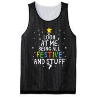 Look At Me Being All Festive And Stuff Funny Christmas Tree  Mesh Reversible Basketball Jersey Tank