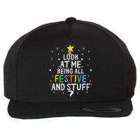 Look At Me Being All Festive And Stuff Funny Christmas Tree  Wool Snapback Cap