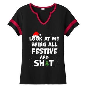 Look At Me Being All Festive Christmas Matching Family  Ladies Halftime Notch Neck Tee