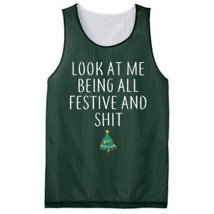 Look At Me Being All Festive And Shits Humorous Xmas Mesh Reversible Basketball Jersey Tank