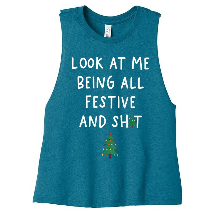 Look At Me Being All Festive Women's Racerback Cropped Tank