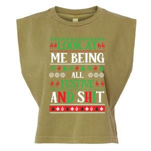 Look At Me Being All Festive And Shits Christmas Gift Garment-Dyed Women's Muscle Tee