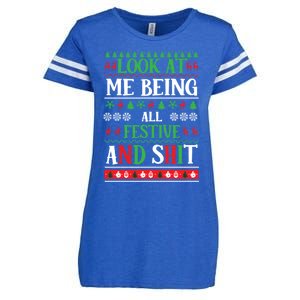 Look At Me Being All Festive And Shits Christmas Gift Enza Ladies Jersey Football T-Shirt