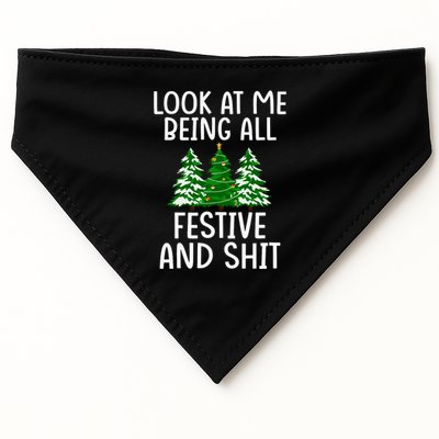 Look At Me Being All Festive And Shit Humorous Xmas USA-Made Doggie Bandana
