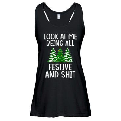 Look At Me Being All Festive And Shit Humorous Xmas Ladies Essential Flowy Tank