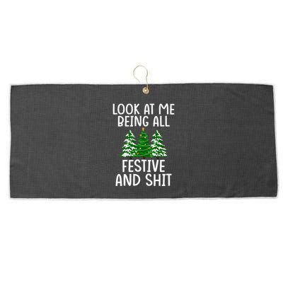 Look At Me Being All Festive And Shit Humorous Xmas Large Microfiber Waffle Golf Towel