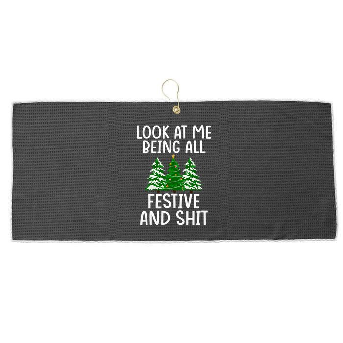 Look At Me Being All Festive And Shit Humorous Xmas Large Microfiber Waffle Golf Towel