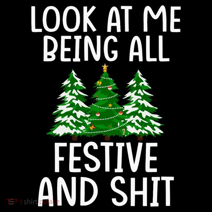 Look At Me Being All Festive And Shit Humorous Xmas Cropped Pullover Crew