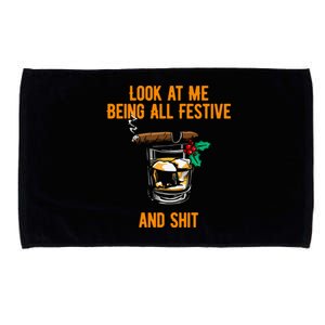 Look At Me Being Festive And Shit Christmas Pun Ing Great Gift Microfiber Hand Towel