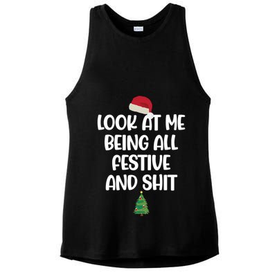 Look At Me Being All Festive And Shit Christmas Ladies PosiCharge Tri-Blend Wicking Tank