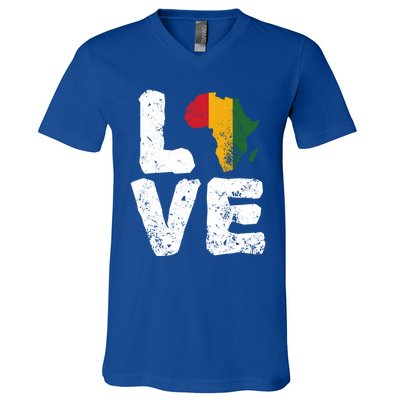 Love Africa Map Juneteenth Black History Month Melanin Blm Gift V-Neck T-Shirt