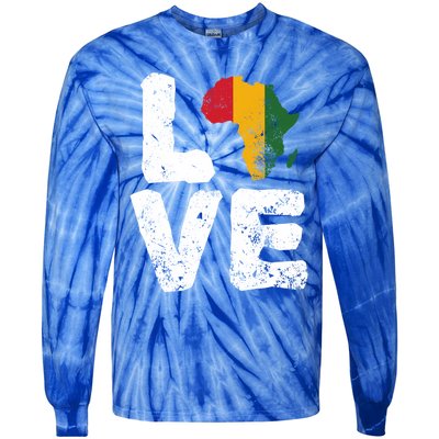 Love Africa Map Juneteenth Black History Month Melanin Blm Gift Tie-Dye Long Sleeve Shirt