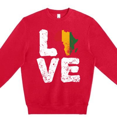 Love Africa Map Juneteenth Black History Month Melanin Blm Gift Premium Crewneck Sweatshirt