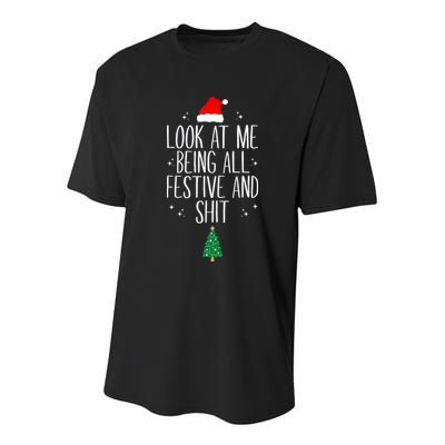 Look At Me Being All Festive And Shit Funny Xmas 2023 Youth Performance Sprint T-Shirt