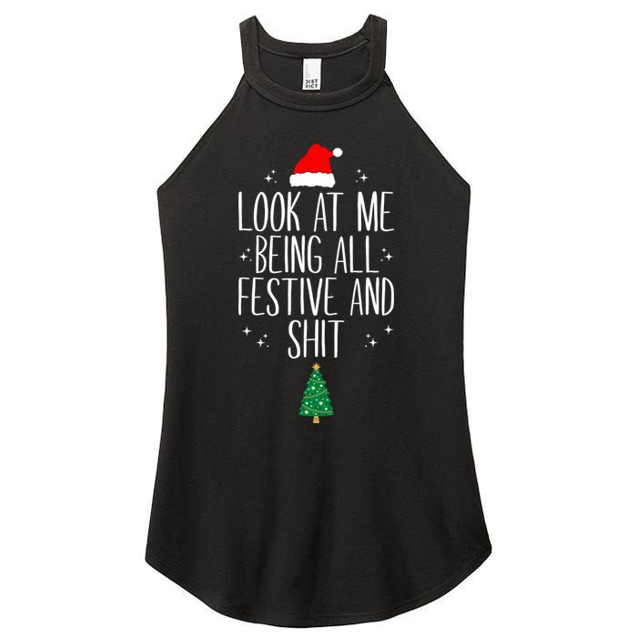 Look At Me Being All Festive And Shit Funny Xmas 2023 Women's Perfect Tri Rocker Tank