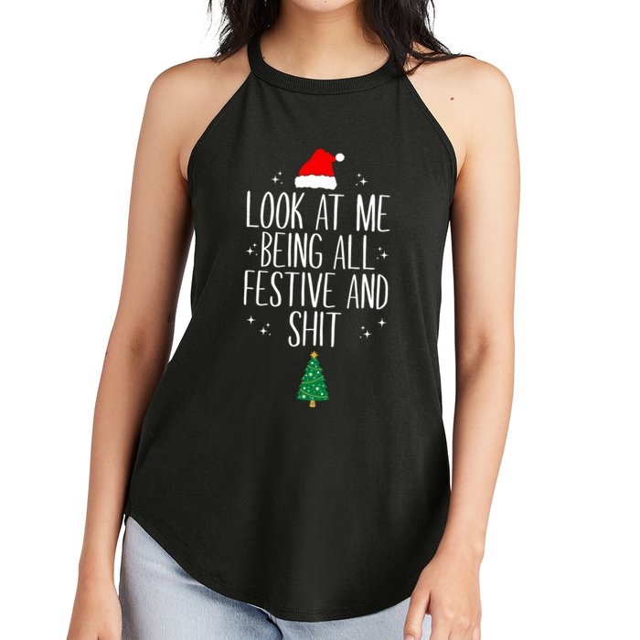 Look At Me Being All Festive And Shit Funny Xmas 2023 Women's Perfect Tri Rocker Tank