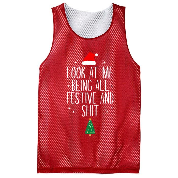 Look At Me Being All Festive And Shit Funny Xmas 2023 Mesh Reversible Basketball Jersey Tank