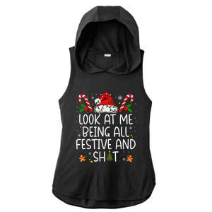 Look At Me Being All Festive And Funny Christmas Tree Ladies PosiCharge Tri-Blend Wicking Draft Hoodie Tank