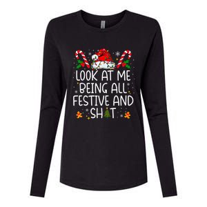 Look At Me Being All Festive And Funny Christmas Tree Womens Cotton Relaxed Long Sleeve T-Shirt