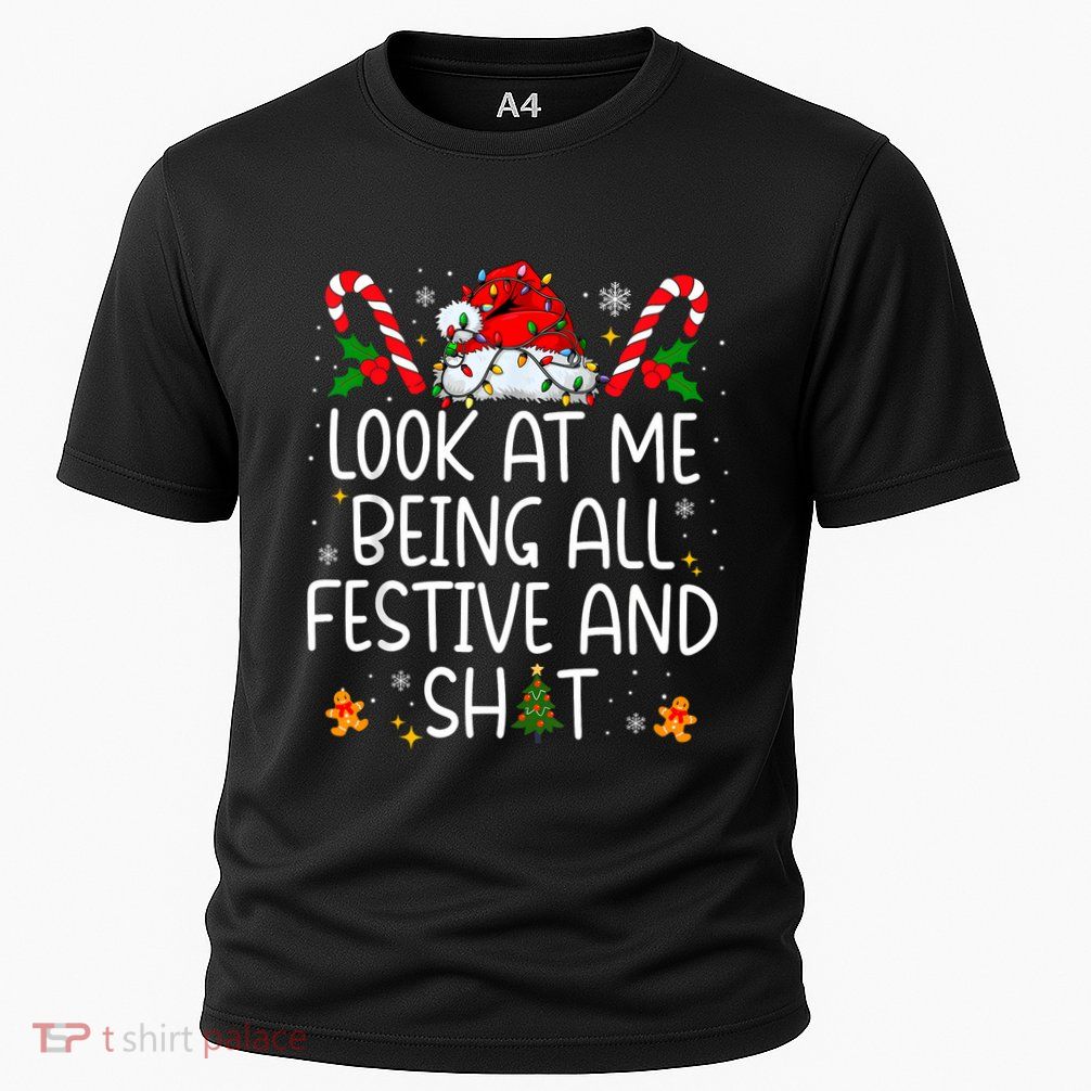 Look At Me Being All Festive And Funny Christmas Tree Cooling Performance Crew T-Shirt