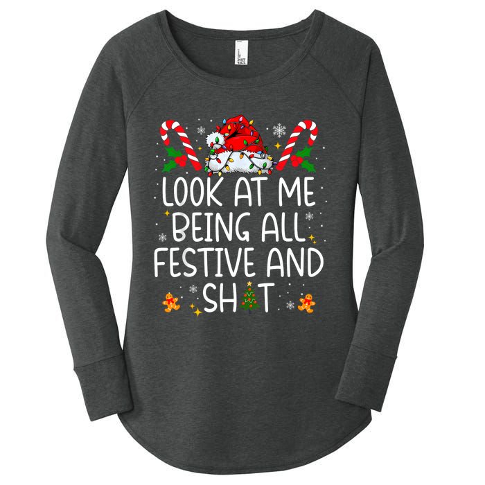 Look At Me Being All Festive And Funny Christmas Tree Women's Perfect Tri Tunic Long Sleeve Shirt