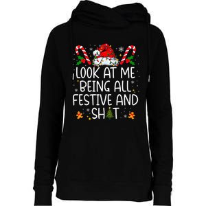 Look At Me Being All Festive And Funny Christmas Tree Womens Funnel Neck Pullover Hood