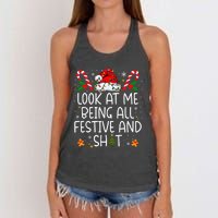 Look At Me Being All Festive And Funny Christmas Tree Women's Knotted Racerback Tank