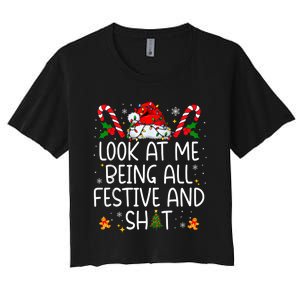 Look At Me Being All Festive And Funny Christmas Tree Women's Crop Top Tee