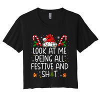 Look At Me Being All Festive And Funny Christmas Tree Women's Crop Top Tee