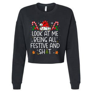 Look At Me Being All Festive And Funny Christmas Tree Cropped Pullover Crew