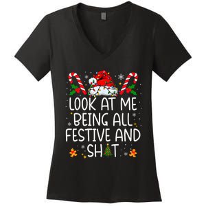 Look At Me Being All Festive And Funny Christmas Tree Women's V-Neck T-Shirt