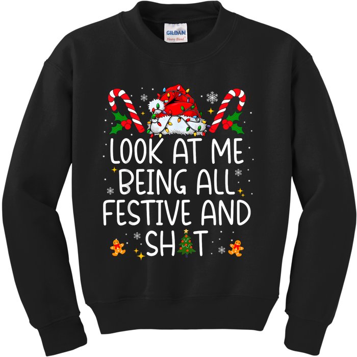 Look At Me Being All Festive And Funny Christmas Tree Kids Sweatshirt