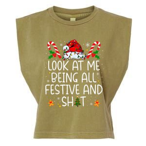 Look At Me Being All Festive And Funny Christmas Tree Garment-Dyed Women's Muscle Tee