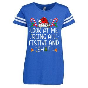 Look At Me Being All Festive And Funny Christmas Tree Enza Ladies Jersey Football T-Shirt