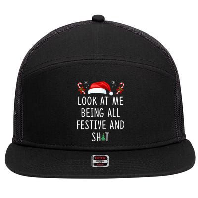 Look At Me Being All Festive And Funny Christmas Tree 7 Panel Mesh Trucker Snapback Hat