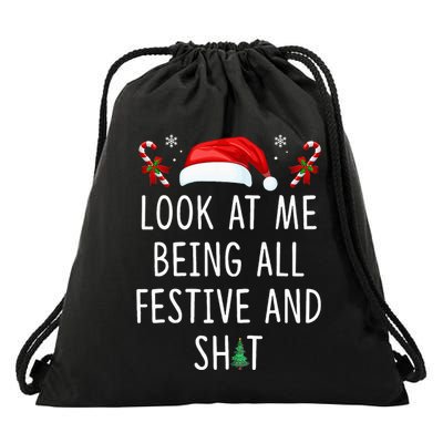 Look At Me Being All Festive And Funny Christmas Tree Drawstring Bag