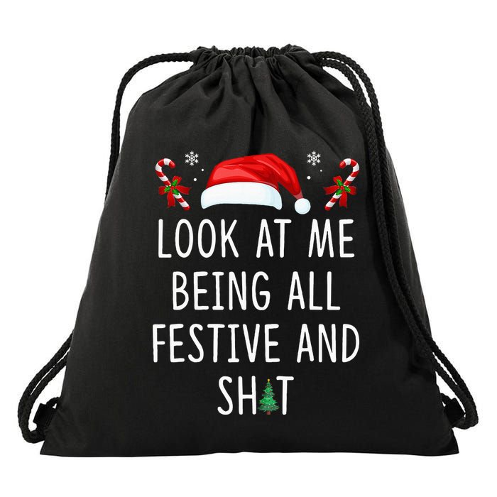Look At Me Being All Festive And Funny Christmas Tree Drawstring Bag