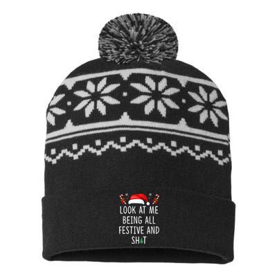 Look At Me Being All Festive And Funny Christmas Tree USA-Made Snowflake Beanie