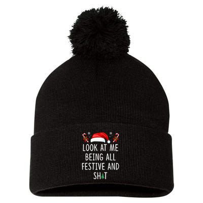 Look At Me Being All Festive And Funny Christmas Tree Pom Pom 12in Knit Beanie