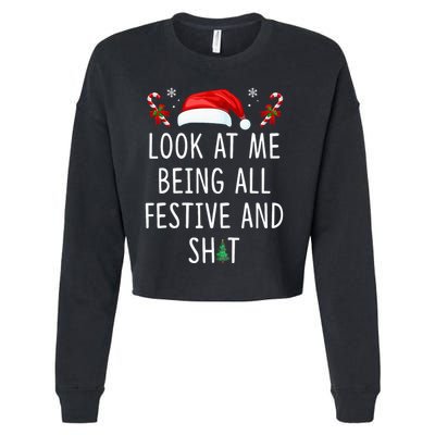 Look At Me Being All Festive And Funny Christmas Tree Cropped Pullover Crew