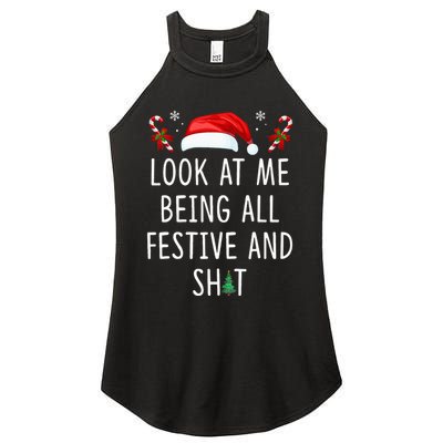 Look At Me Being All Festive And Funny Christmas Tree Women's Perfect Tri Rocker Tank