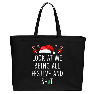 Look At Me Being All Festive And Funny Christmas Tree Cotton Canvas Jumbo Tote